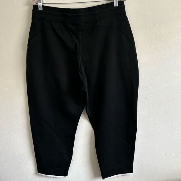 Nike Flat Front Stretch Zip Pocket Pull-On Elastic Waist Capri Pants Black Large - Picture 2 of 10